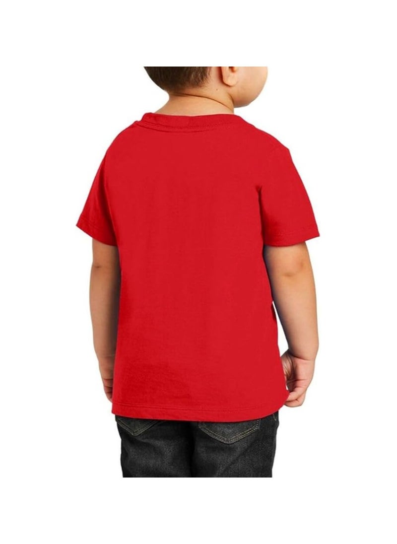 PRINTSHOP4ME - Christmas Emoji Kids Red T-Shirt For Boys–Soft Cotton Round Neck Short Sleeve T-Shirt With Smiley Face Emoji–Great For Parties - Image 1