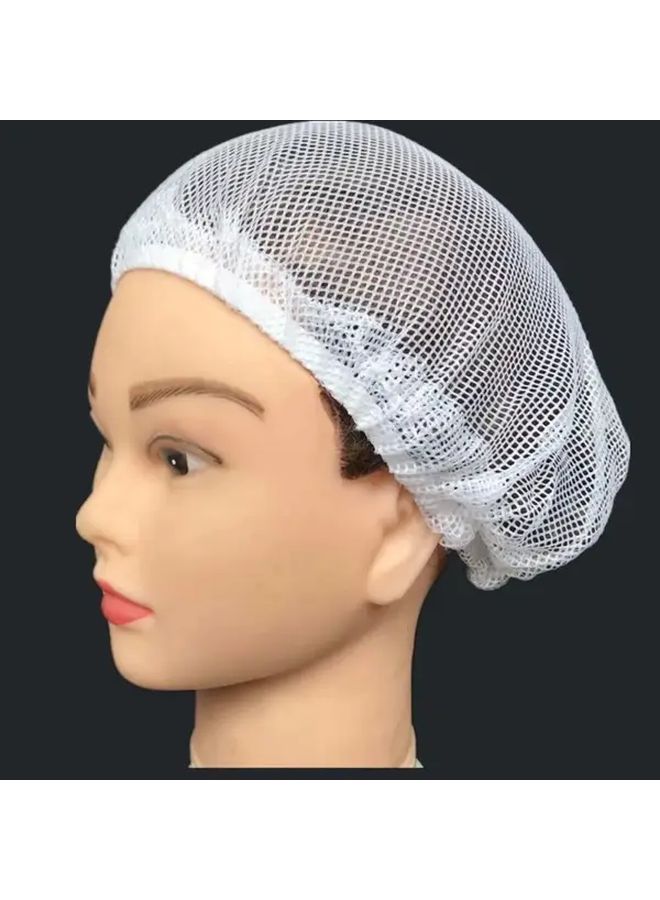 White Breathable Unisex Hairnet Cap with Elastic Drawstring Closure Hygienic Work Hat - Image 5