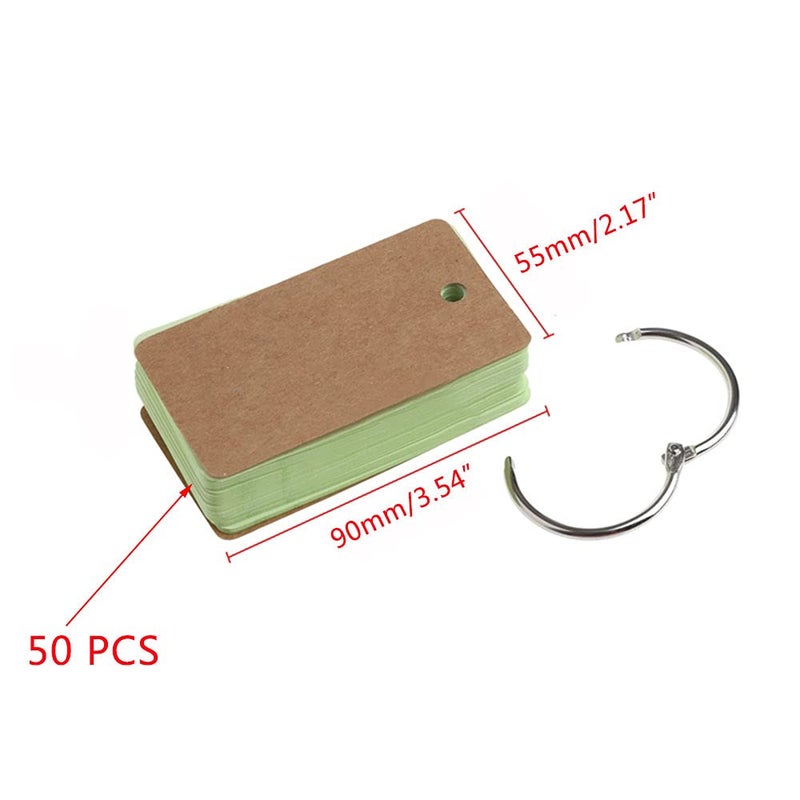 SEIWEI Revision Study Cards, Mini Index Cards, Blank Flash Cards with Binder Ring, Memo Scratch Pads Bookmark DIY Greeting Card, 9cm x 5.5cm, 50 Sheets/Pack - White - Image 2