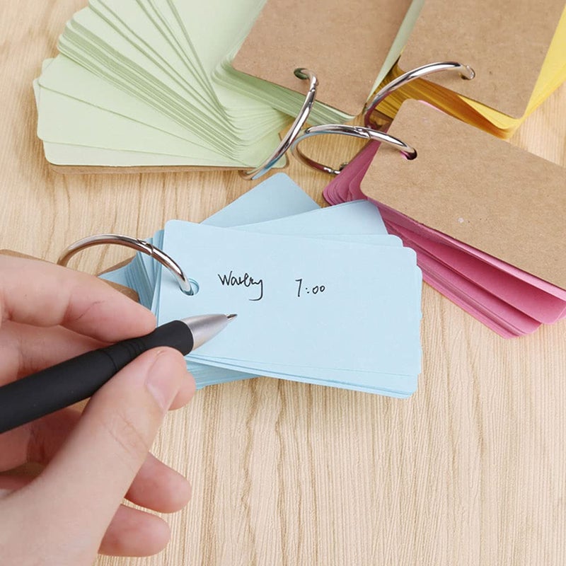 SEIWEI Revision Study Cards, Mini Index Cards, Blank Flash Cards with Binder Ring, Memo Scratch Pads Bookmark DIY Greeting Card, 9cm x 5.5cm, 50 Sheets/Pack - White - Image 3
