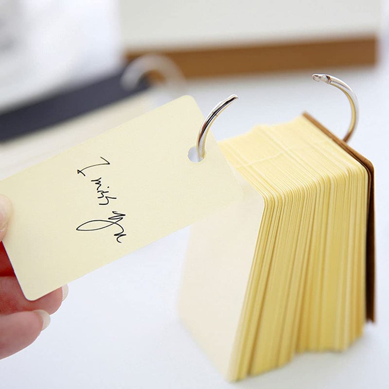 SEIWEI Revision Study Cards, Mini Index Cards, Blank Flash Cards with Binder Ring, Memo Scratch Pads Bookmark DIY Greeting Card, 9cm x 5.5cm, 50 Sheets/Pack - White - Image 4