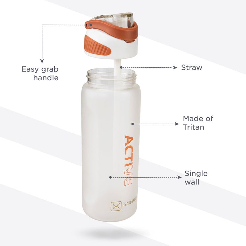 HYDROBREW Sip Switch Tritan Water Bottle 1000ml Leakproof, BPA Free, Straw & Spout Lid- Ivory Terracotta - Image 5