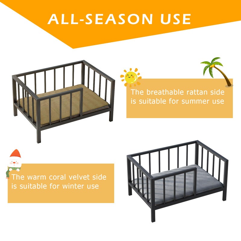 OSCHF Dog Bed with Rails - Elevated Pet Metal Bed Frame with Solid Wood Board and Washable Soft Mat for Small Dog Indoor or Outdoor Use, 21.3" x 30", Black - Image 4