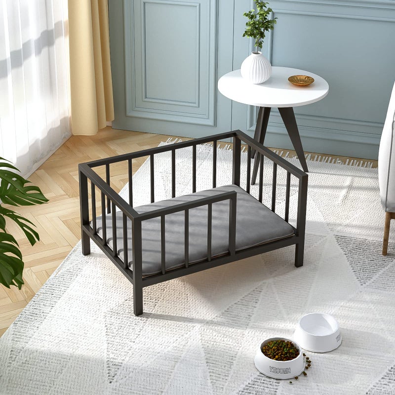 OSCHF Dog Bed with Rails - Elevated Pet Metal Bed Frame with Solid Wood Board and Washable Soft Mat for Small Dog Indoor or Outdoor Use, 21.3" x 30", Black - Image 5