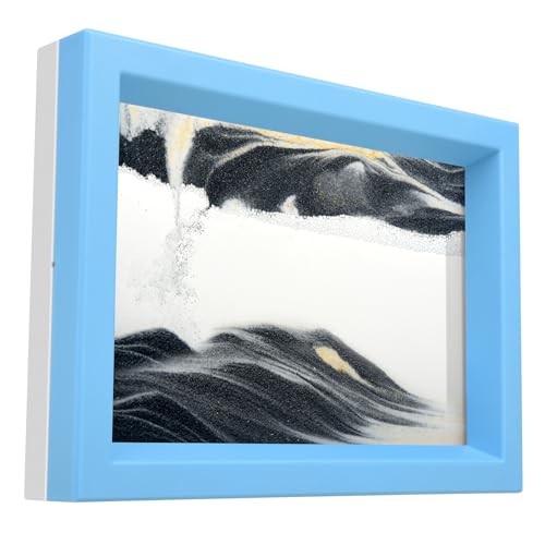whimsyyy Moving Sand Art Liquid Motion Bubbler Flowing Sand Art Picture Desktop Sensory Calming Fidget Toy Voted Best GiftOcean Heart Black - Image 1