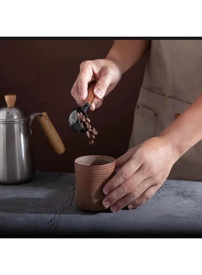 sokany Retro Stainless Steel Coffee Measuring Spoon, Long Handle Coffee Spoon With Black Walnut Handle, 15g Capacity, Perfect for Coffee, Tea, and Milk (Black Titanium) - Image 2