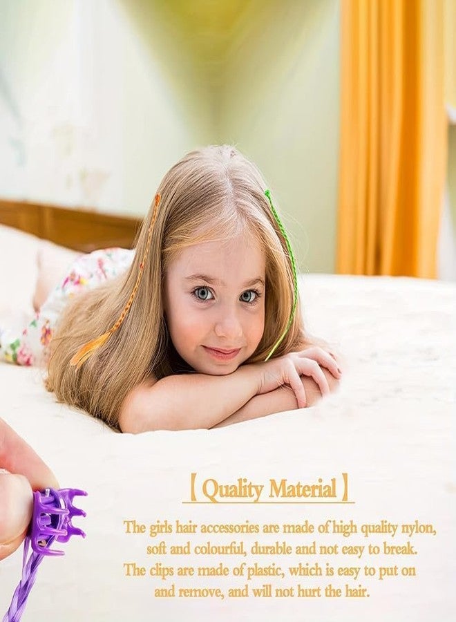 DHANABAPA Fake Hair Coloured Hair Extensions For Kids Artificial Hair For Women Girls Hair Accessories Hair Extensions For Women Hair Clips For Kids Side Hair Extensions. (6 pc Bright Color) - Image 4