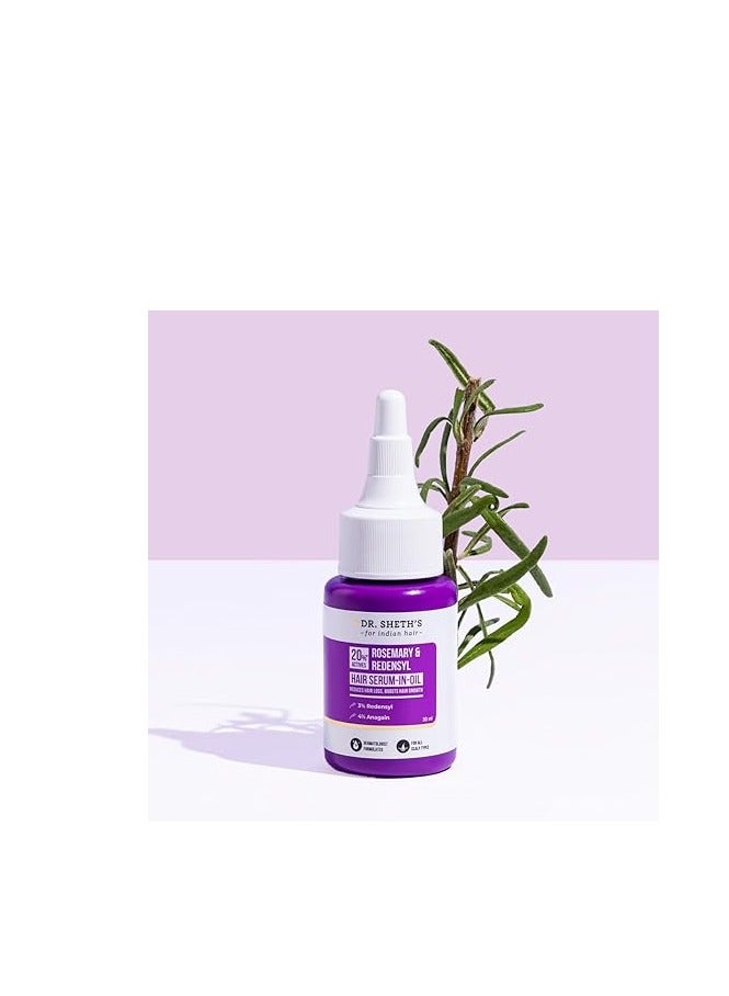 Dr. Sheth's Rosemary & Redensyl Hair Serum-In-Oil|Boosts Hair Growth & Reduce Hair Fall| With 20% Hair Growth Actives 3% Redensyl,4% Anagain,Rosemary Oil,Caffeine & Peptides,50G|For Men & Women|30 Ml - Image 2