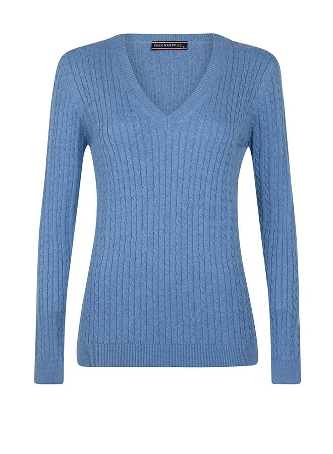 FELIX HARDY V-Neck Cable Knit Pullover