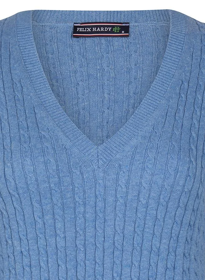 FELIX HARDY V-Neck Cable Knit Pullover