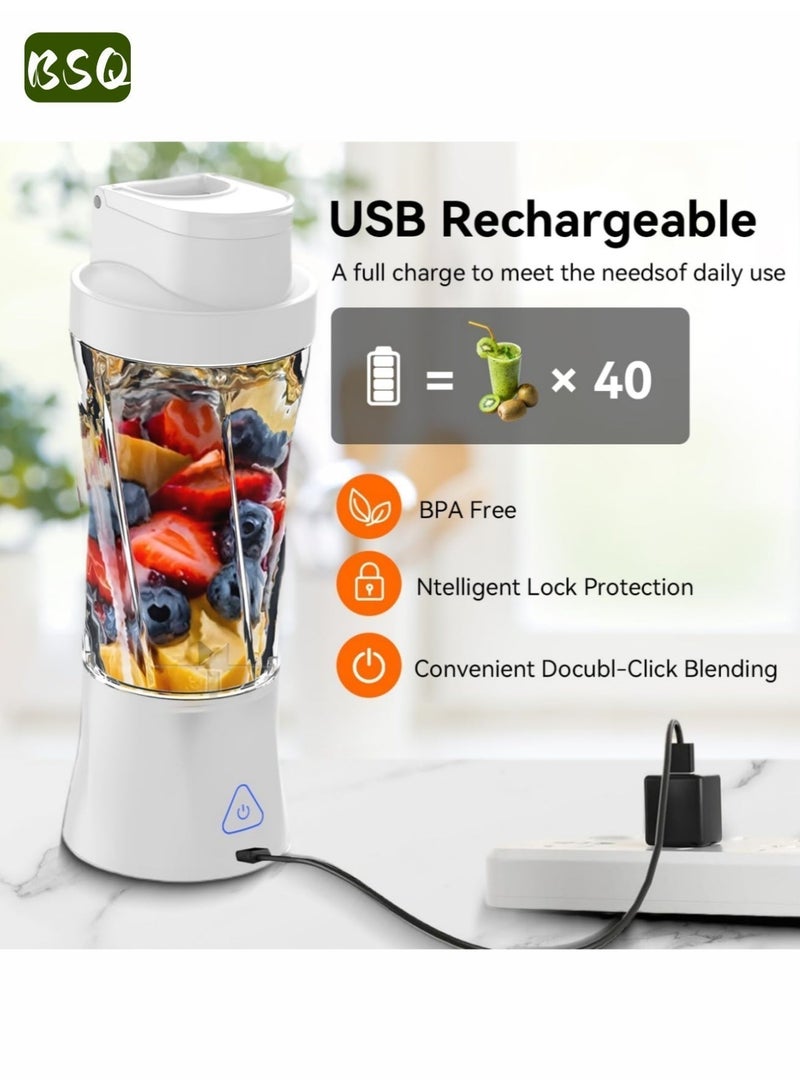 بي إس كيو خلاط محمول / صانع مخفوقات | خلاط شخصي للفواكه | خلاط لمخفوقات البروتين بشفرات سداسية من الفولاذ المقاوم للصدأ | عصارة مانعة للتسرب | زجاجة رياضية بسعة 650 مل وقوة 360 واط | عصارة وخلاط منزلي وخارجي خالي من مادة BPA | شحن لاسلكي عبر منفذ Type-C | مقاوم للماء بمعيار IPX7 | مثالي للمكتب، الصالة الرياضية، الأنشطة الخارجية، المنزل، السفر، وإعداد طعام الأطفال - Image 4