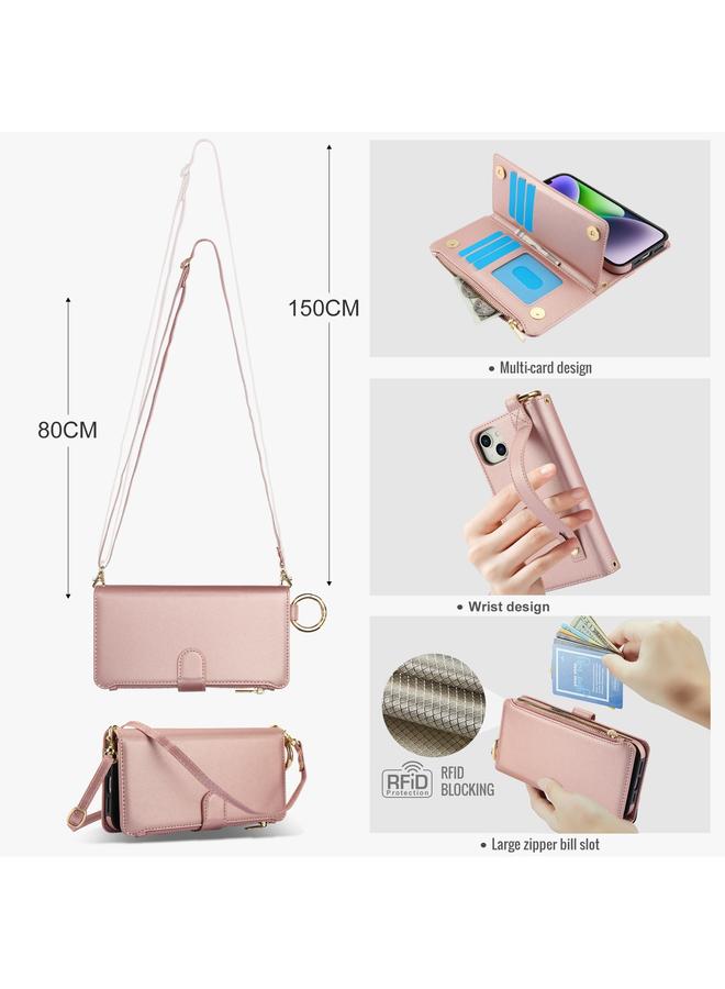 S-TOP Case For iPhone 15 Plus Crossbody Ring Multifunctional Wallet Leather Phone Case - Image 3