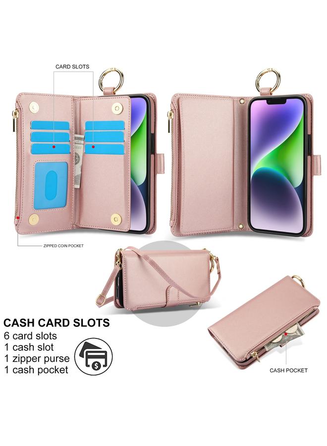 S-TOP Case For iPhone 15 Plus Crossbody Ring Multifunctional Wallet Leather Phone Case - Image 2
