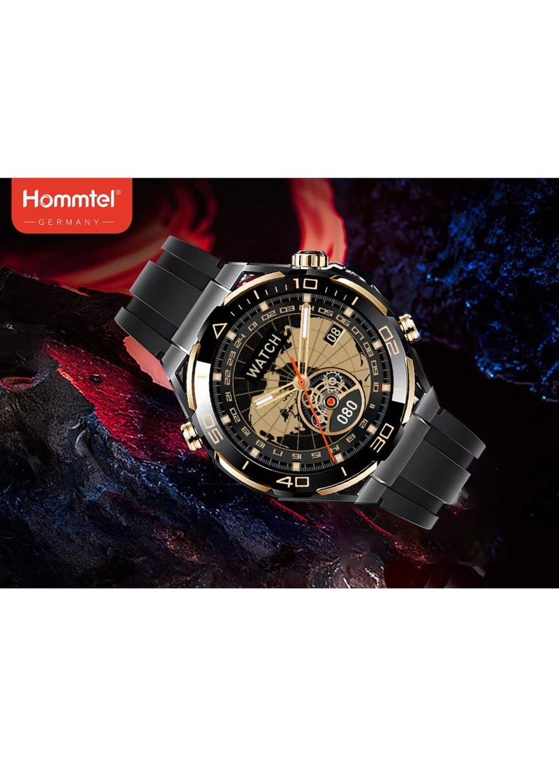 Hommtel - 3 Straps AMOLED Smart Watch with 4GB Storage – Sleek Touchscreen Display, Fitness Tracker, Heart Rate Monitor, Waterproof, Customizable Straps, and Long Battery Life – Ideal for Men and Women - Image 1