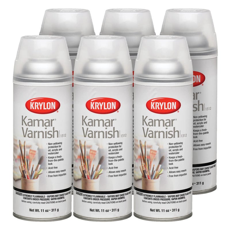 Krylon 1312 Kamar Varnish, Fine Art Spray, 11 Ounce (6 Pack) - Image 1