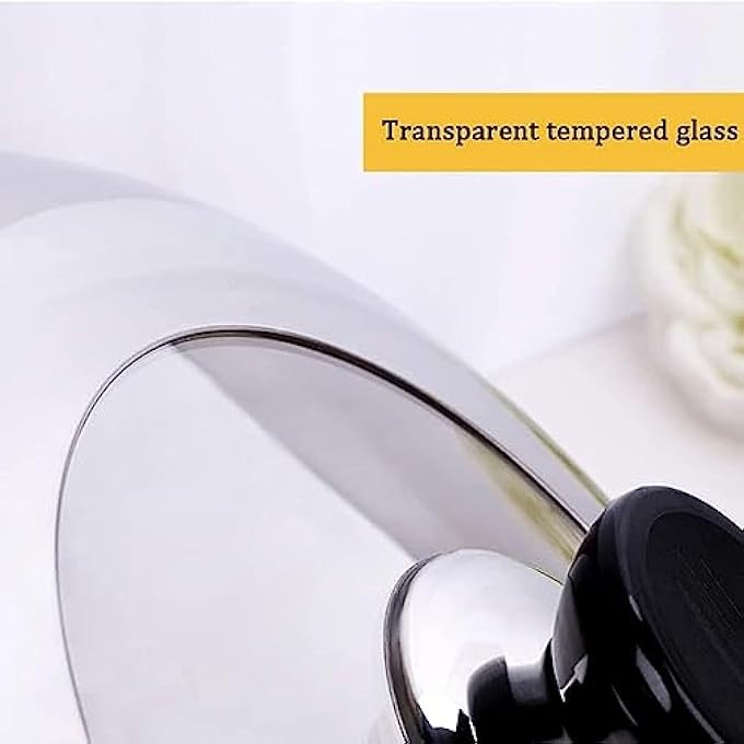 ريحني غطاء قدر وغطاء وعاء وغطاء مقلاة ووك كبير الحجم من الزجاج المقوى مناسب لجميع مواقد الطهي الصحية والآمنة 32 سم - Image 3