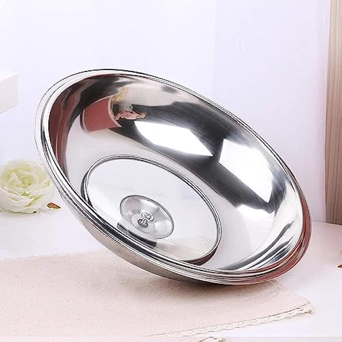 ريحني غطاء قدر وغطاء وعاء وغطاء مقلاة ووك كبير الحجم من الزجاج المقوى مناسب لجميع مواقد الطهي الصحية والآمنة 32 سم - Image 4