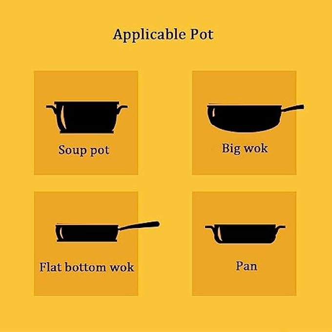 ريحني غطاء قدر وغطاء وعاء وغطاء مقلاة ووك كبير الحجم من الزجاج المقوى مناسب لجميع مواقد الطهي الصحية والآمنة 32 سم - Image 5