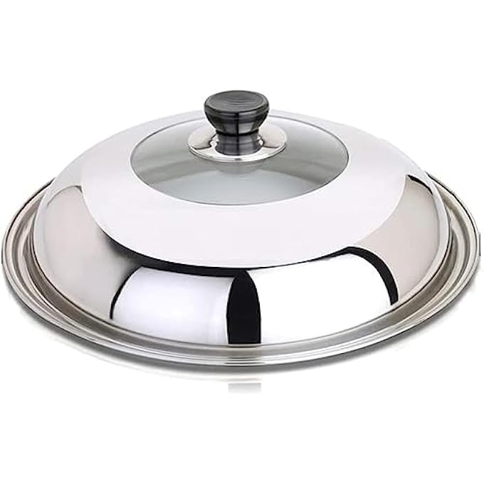 ريحني غطاء قدر وغطاء وعاء وغطاء مقلاة ووك كبير الحجم من الزجاج المقوى مناسب لجميع مواقد الطهي الصحية والآمنة 32 سم - Image 1