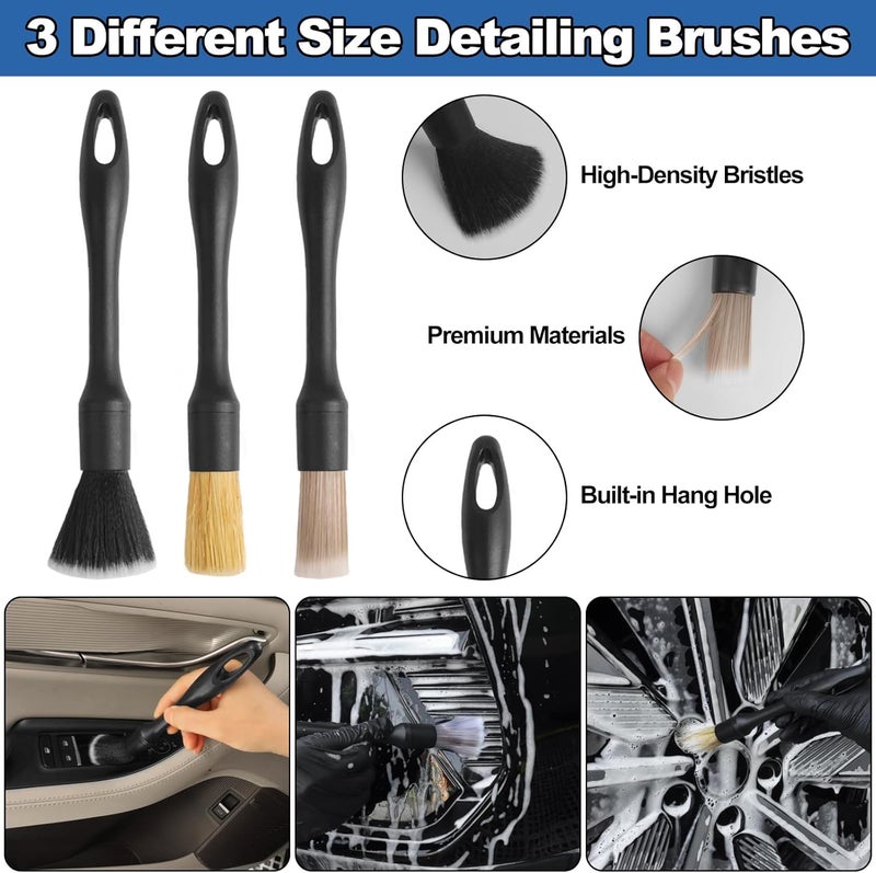 NIKCOSMK Windshield Cleaner Tool, 14Pcs Car Cleaning Kit - Car Interior Detailing Kit with Extendable Handle, Cleaning Gel & Microfiber Pads, All-in-One Inside Car Cleaning Supplies for Women Men - Image 4