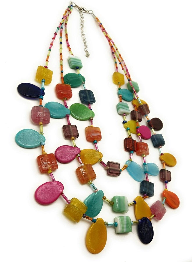 DCA Colorful Multi Strand Beaded Statement Necklace for Women Boho Chunky Necklace for Party Casual and Resort Wear - Image 1