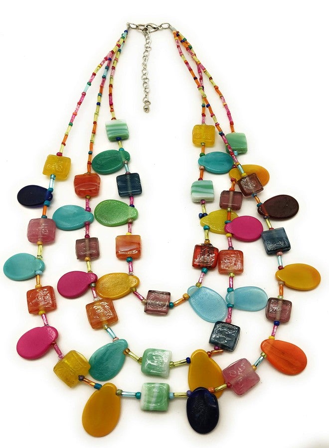 DCA Colorful Multi Strand Beaded Statement Necklace for Women Boho Chunky Necklace for Party Casual and Resort Wear - Image 2