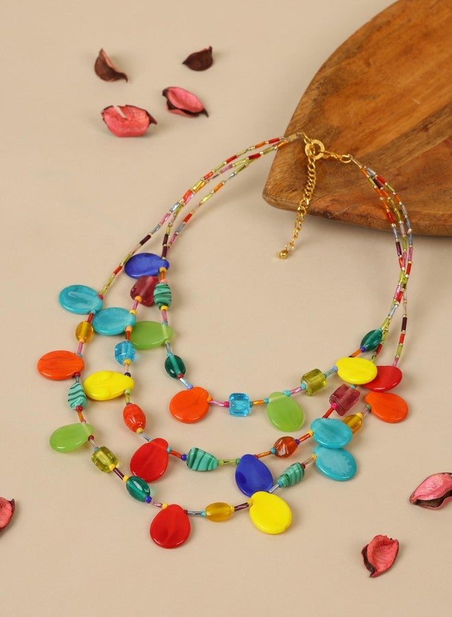 DCA Colorful Multi Strand Beaded Statement Necklace for Women Boho Chunky Necklace for Party Casual and Resort Wear - Image 5