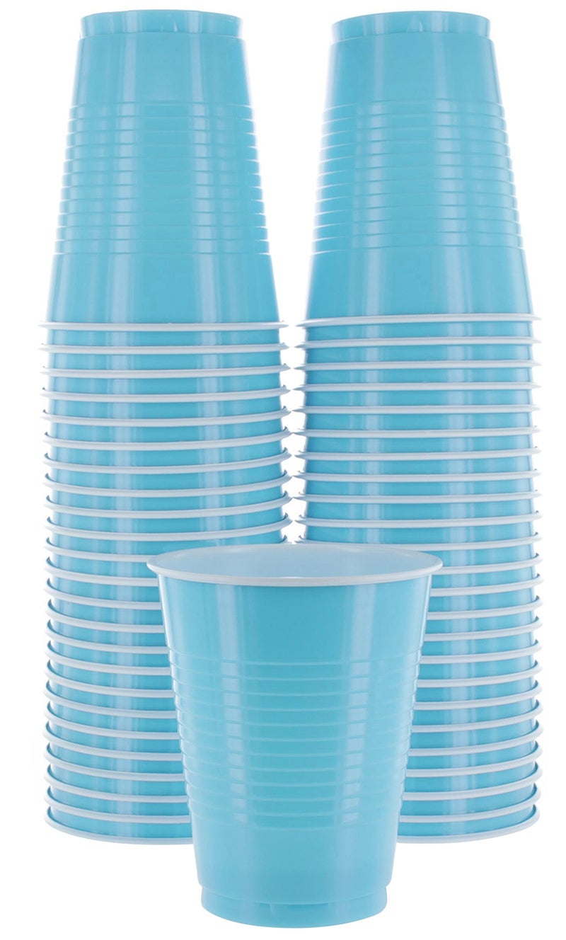 Amcrate Disposable Plastic Cups Blue Colored Plastic Cups 18Ounce Plastic Party Cups Strong and Sturdy Disposable Cups for Party Wedding Christmas Halloween Party Cup 50 Pack