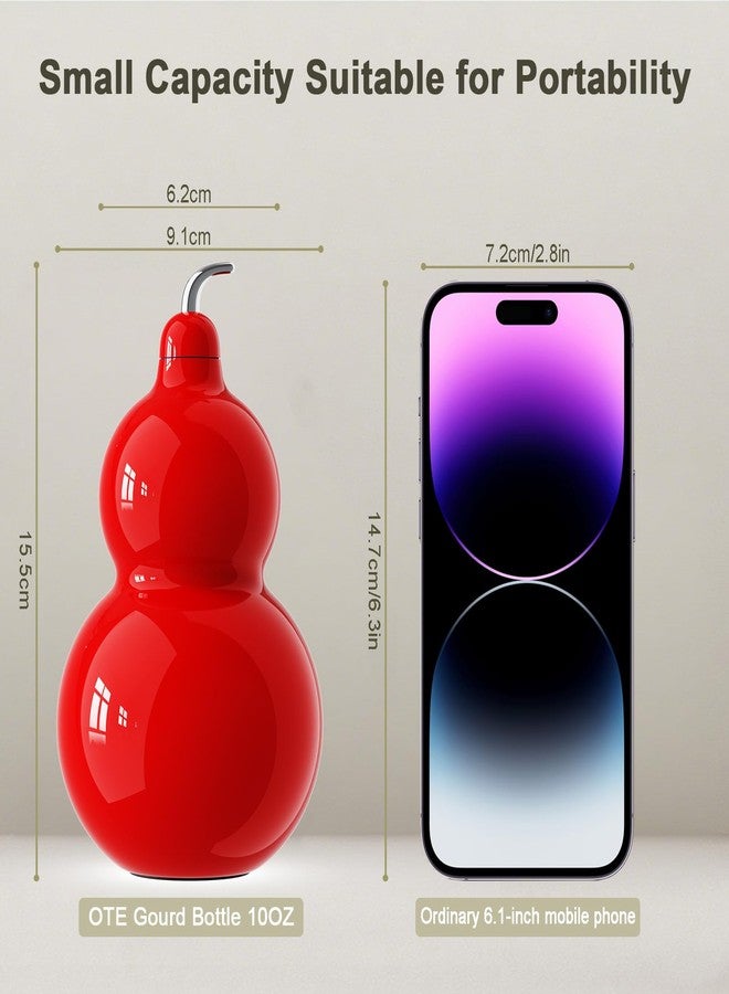 أو تي إي زجاجة ماء على شكل قرع من OTE سعة 10 أونصة، مصنوعة من الفولاذ المقاوم للصدأ 316 بتصميم كلاسيكي، مزودة بحزام كتف، سهلة الحمل ومتينة، زجاجة مياه رياضية للاستخدام الخارجي والداخلي، للسفر والاستخدام اليومي (أسود) - Image 3