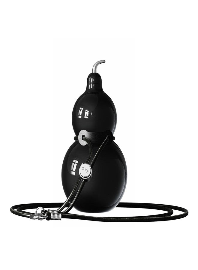 أو تي إي زجاجة ماء على شكل قرع من OTE سعة 10 أونصة، مصنوعة من الفولاذ المقاوم للصدأ 316 بتصميم كلاسيكي، مزودة بحزام كتف، سهلة الحمل ومتينة، زجاجة مياه رياضية للاستخدام الخارجي والداخلي، للسفر والاستخدام اليومي (أسود) - Image 1