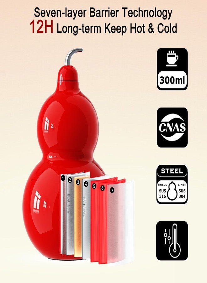 أو تي إي زجاجة ماء على شكل قرع من OTE سعة 10 أونصة، مصنوعة من الفولاذ المقاوم للصدأ 316 بتصميم كلاسيكي، مزودة بحزام كتف، سهلة الحمل ومتينة، زجاجة مياه رياضية للاستخدام الخارجي والداخلي، للسفر والاستخدام اليومي (أسود) - Image 2