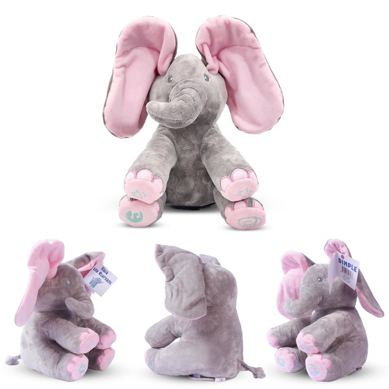 Dimple Kaia Peek A Boo Elephant Toy – Interactive Singing Stuffed Elephant Plush with Moving Ears – Musical Stuffed Animal for Kids, Girls, Boys, Toddlers Baby Toy -Easter Basket Stuffers for Toddler - Image 3