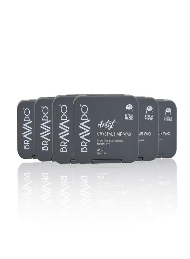 برافادو شمع تصفيف الشعر براڤادو إكسترا سترونج للرجال 75 غرام (عبوة من 6 قطع) | شمع تصفيف ذو ثبات فائق ولمسة نهائية غير لامعة | تصفيف شعر يدوم طويلاً للشعر الكثيف والمموج والمجعد | غير لزج، مقاوم للتعرق - Image 1