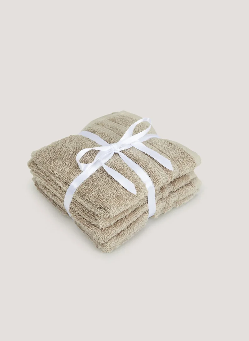 Matalan 4 Pack Biscuit 100% Egyptian Cotton Face Cloths Natural