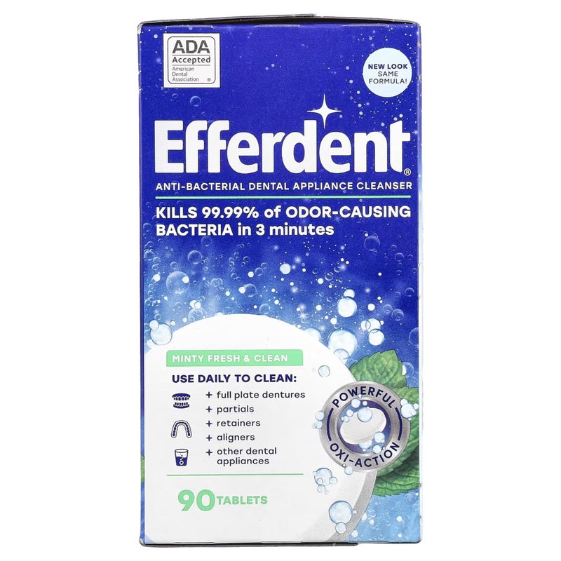 Efferdent Retainer Cleaning Tablets, Denture Cleaning Tablets for Dental Appliances, Minty Fresh & Clean, 90 Count. (Pack of 5) - Image 5