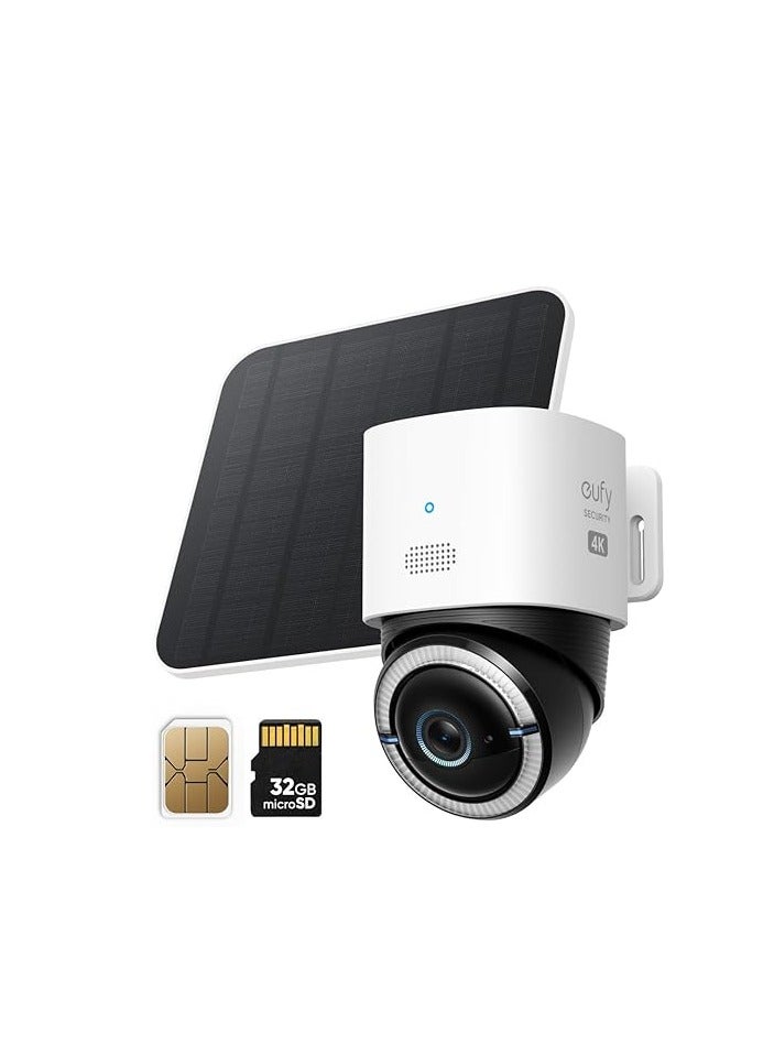eufy Security 4G LTE Cam S330, 4K Cellular Solar Security Cameras Wireless Outdoor, Pan and Tilt, 4G and Wi-Fi Duo-Mode, AI Tracking, with SIM Card and 32GB SD Card, No WiFi, No Problem - Image 1