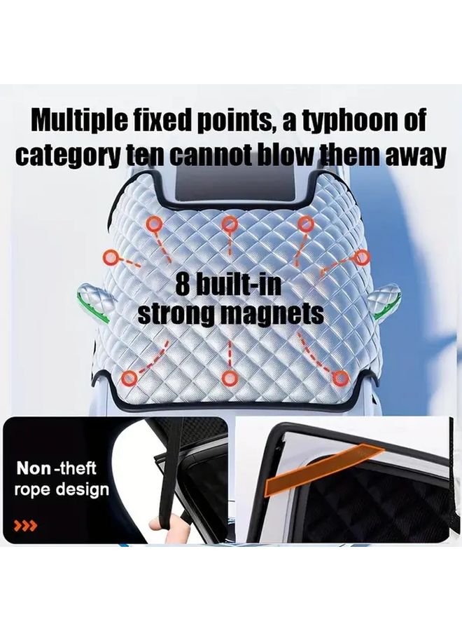 Small Car Snow Cover With 8 Magnets Windshield Sunscreen Heat Insulation For All Vehicles - Image 4