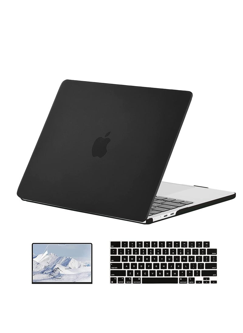 Generic 3 in 1 Case Compatible with MacBook Air 13.6 inch 2025--- 2022 Release A3113 M3 Chip A2681 M2 Chip/A3240 M4 Chip with Liquid Retina Display Touch ID, Plastic Hard Shell Case +Keyboard Cover +Screen Protector, Black  - Image 1