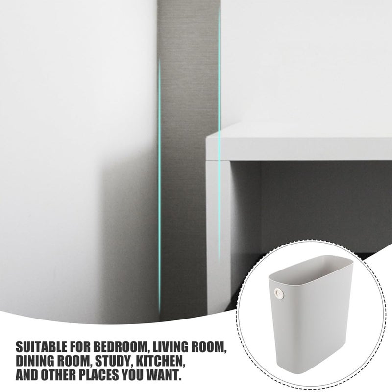 8l Trash Can 2pcs Narrow Space Wastebasket Plastic Garbage Bin for Bathroom Kitchen Bedroom Home Office, Grey Locking Lid Compact Reusable Container - Image 3