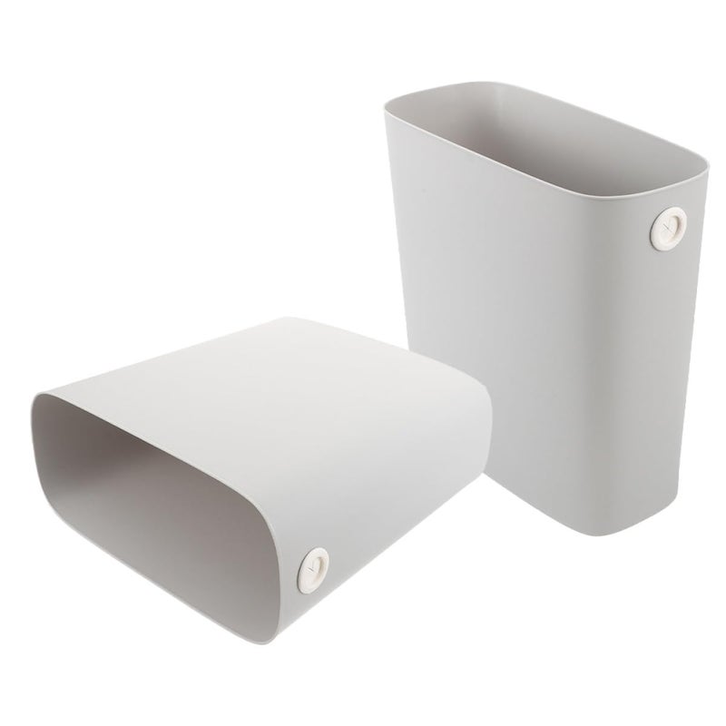 8l Trash Can 2pcs Narrow Space Wastebasket Plastic Garbage Bin for Bathroom Kitchen Bedroom Home Office, Grey Locking Lid Compact Reusable Container - Image 1