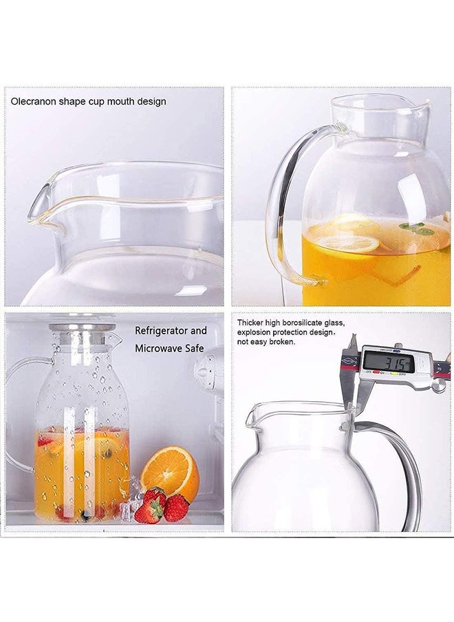 Glass Pitcher, 1900ml Water Pitcher with Lid and Precise Scale Line, Stainless Steel Iced Tea Pitcher, Easy Clean Heat Resistant Borosilicate Glass Jug for Juice, Milk, Cold or Hot Beverages - pzsku/ZBDBAEA2527F2620F58D5Z/45/_/1718935588/e797fa10-b303-4220-917d-15678f0ddd0c