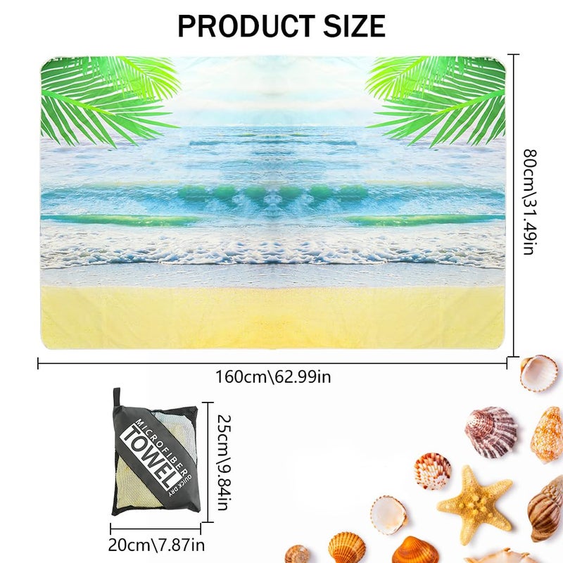 PALAY PALAY® Beach Mat Sand Free Waterproof Foldable Large Picnic Blanket Mat Quick Dry Fitness Beach Towel With Storage Mesh Bag, Microfiber Lightweight Towel For The Swimming, Sports, 31X60 Inches  - Image 2