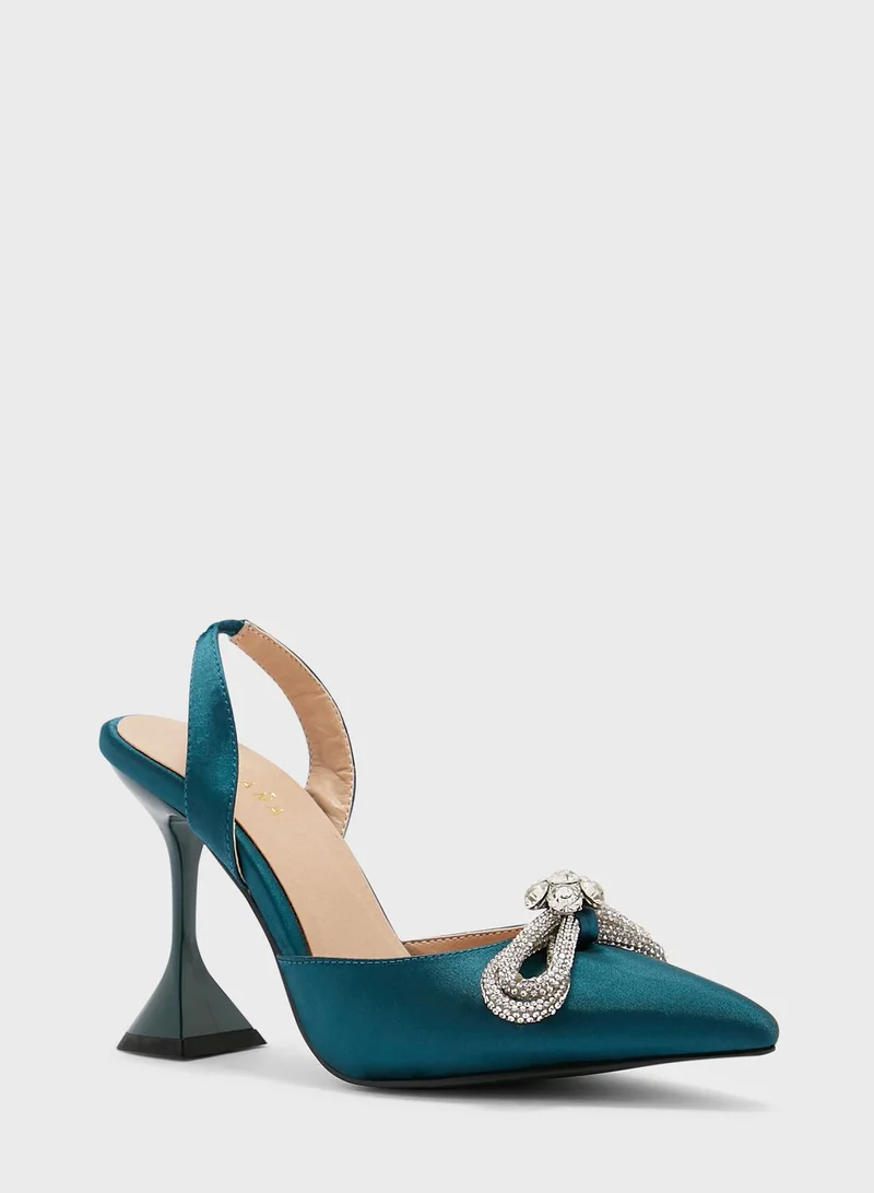 Khizana Satin Bow Interest Heel Pump