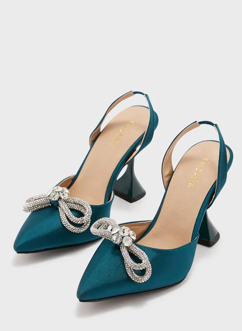 Khizana Satin Bow Interest Heel Pump