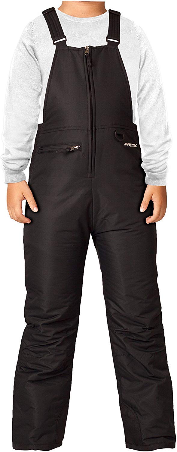 Arctix Kids Insulated Snow Bib Overalls, Black, X-Large - Image 1