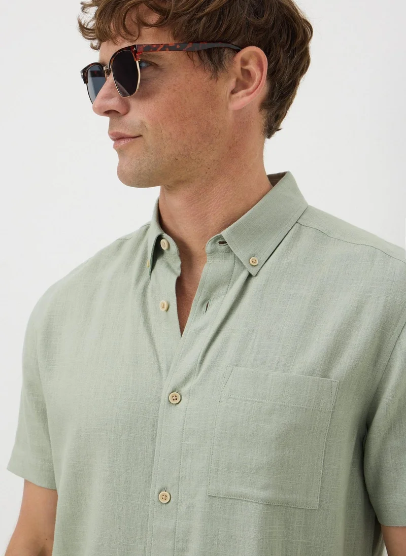 Matalan Green Linen Short Sleeve Shirt