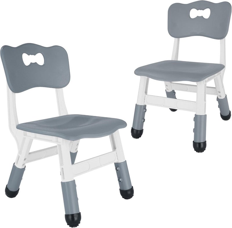 FUNLIO Adjustable Kids Chair (2pcs), 3 Level Height Adjustable Toddler Chair for Ages 3-8, Sturdy Child Chair with Maximum Bearing 220lbs, for Classrooms/Daycares/Homes, CPC & CE Approved - Grey - Image 1