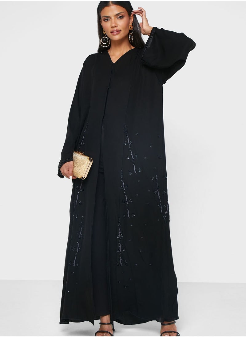 hayas closet - Embellished Front Open Abaya - Image 1