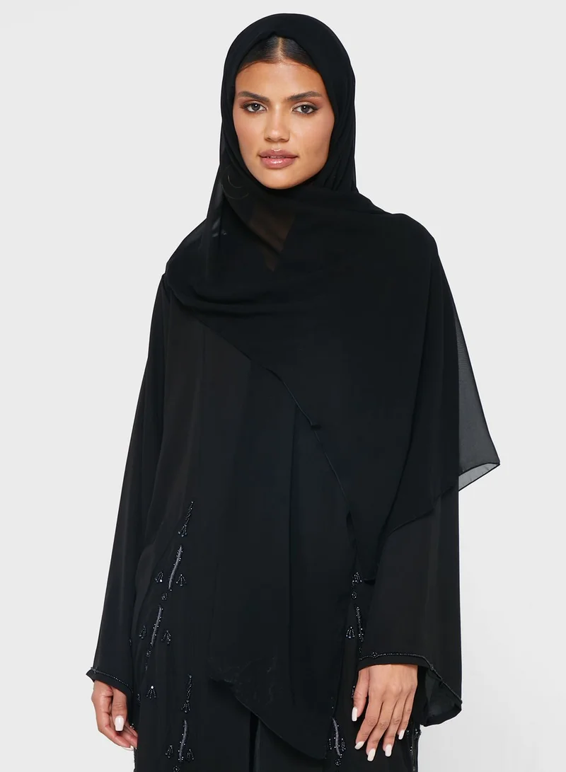 hayas closet Embellished Front Open Abaya