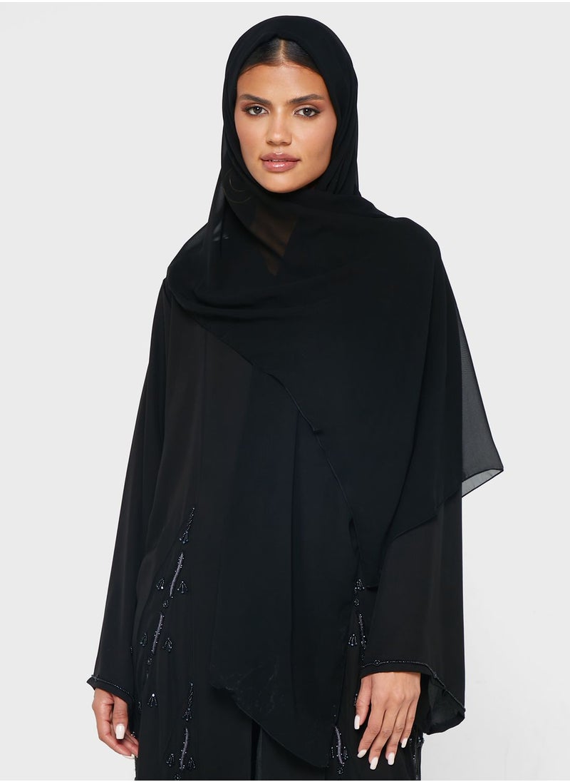 hayas closet - Embellished Front Open Abaya - Image 1
